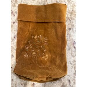 Vintage Pottery Barn Tree of Life Wine Bag Amber Velvet Embossed M2.1